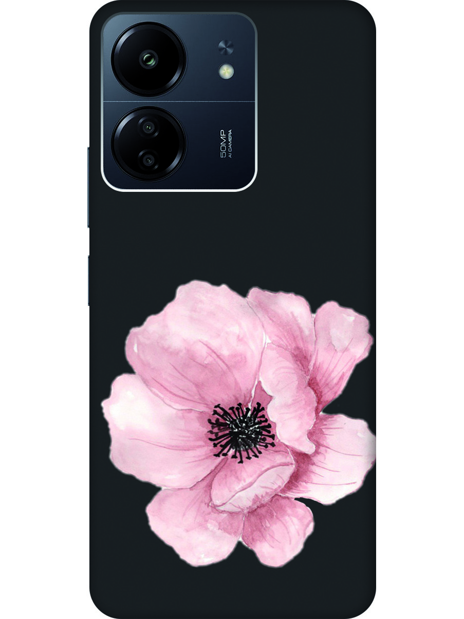 

Матовый Soft Touch силиконовый чехол на Xiaomi Redmi 13C "Pink Flower" черный, Черный;белый;розовый, 20001465