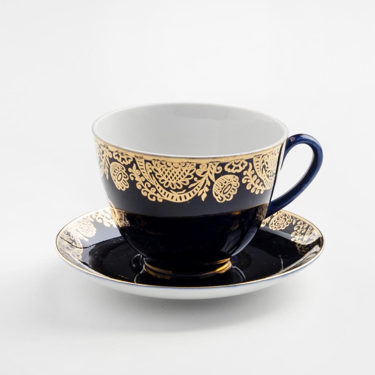 

Пара чайная, кобальт, золочение, фарфор, Ленинградский фарфоровый завод ЛФЗ, СССР, 1973 г., 388624