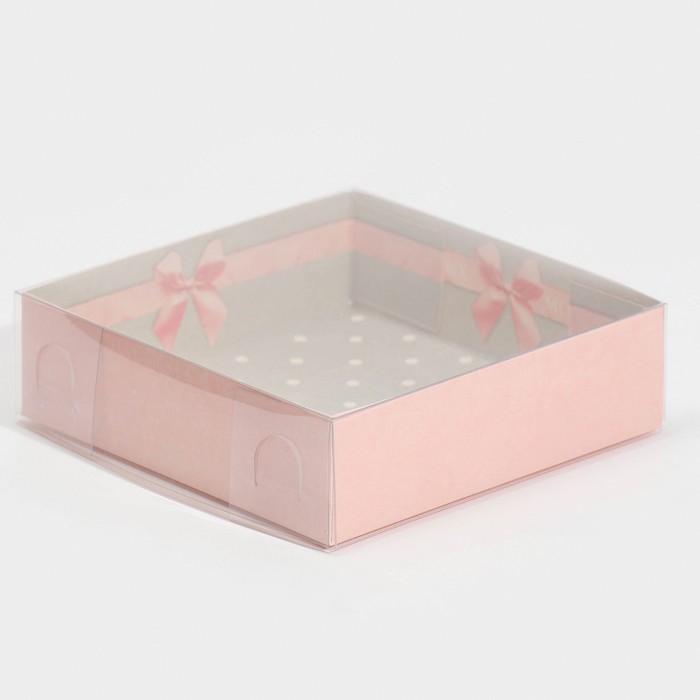 

Коробка для макарун с PVC крышкой Приятных моментов, 12 х 12 x 3 см, Розовый;серый