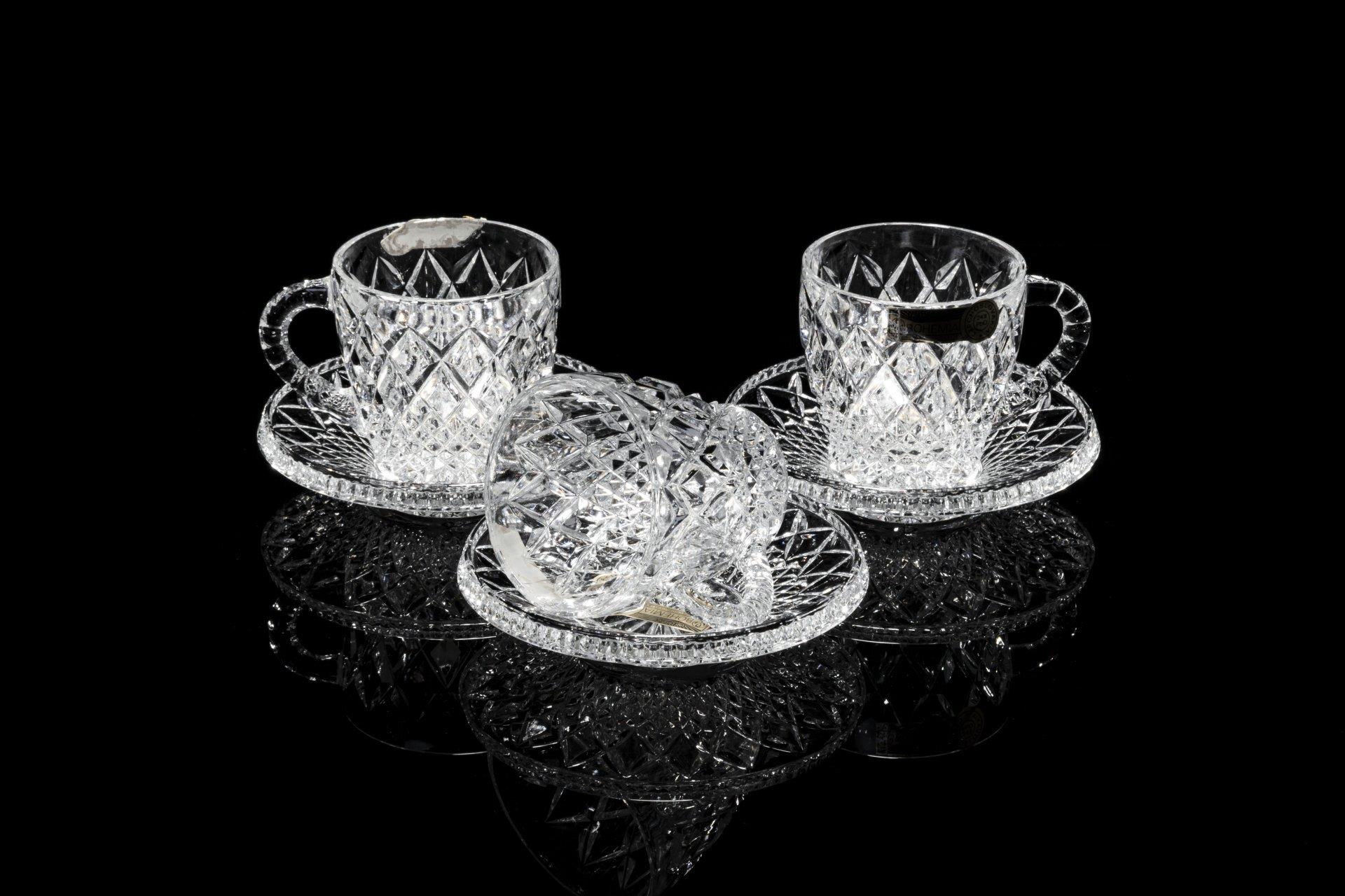 фото Набор из 3 чайных пар, хрусталь, фирма "bohemia crystal", чехия, 1992-2010 гг. однажды