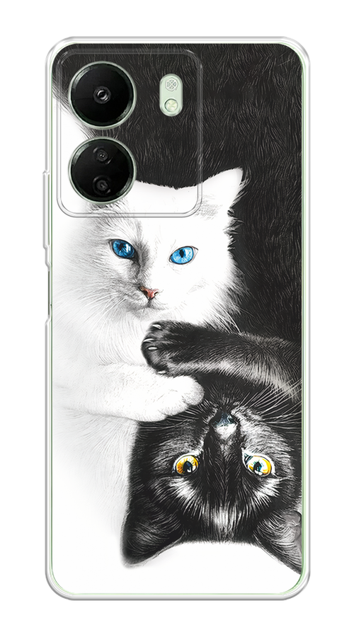 

Чехол на Xiaomi Redmi 13C, Poco C65 "Коты Инь-Янь", Черный;белый;голубой, 320650-1