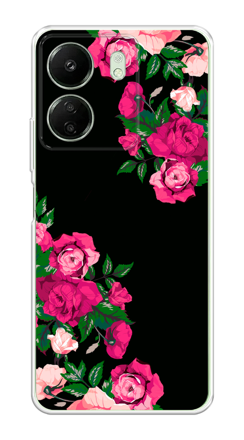 

Чехол на Xiaomi Redmi 13C, Poco C65 "Розы фуксия", Черный;розовый;зеленый, 320650-1