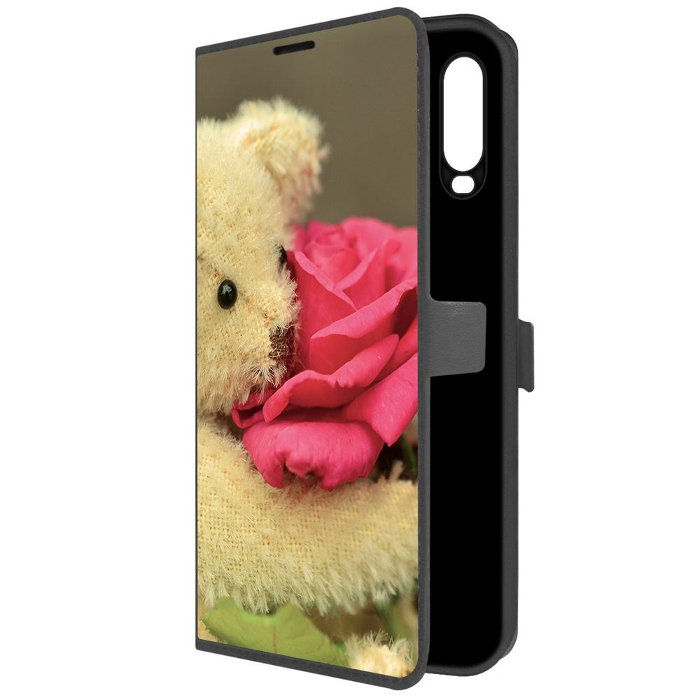 

Чехол-книжка Krutoff Eco Book для Vivo Y12 Медвежонок с розой (черный)