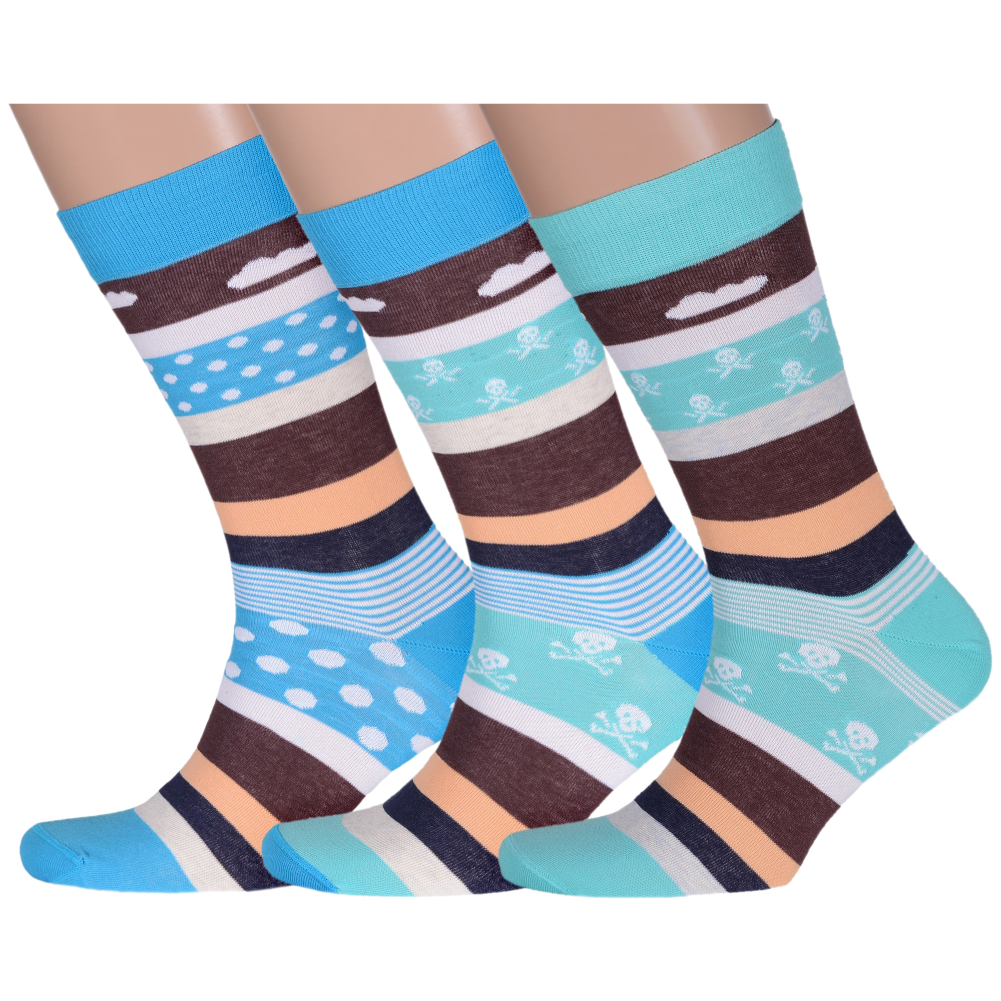 Комплект носков мужских LorenzLine 3-Е23 голубых; бирюзовых; разноцветных 25