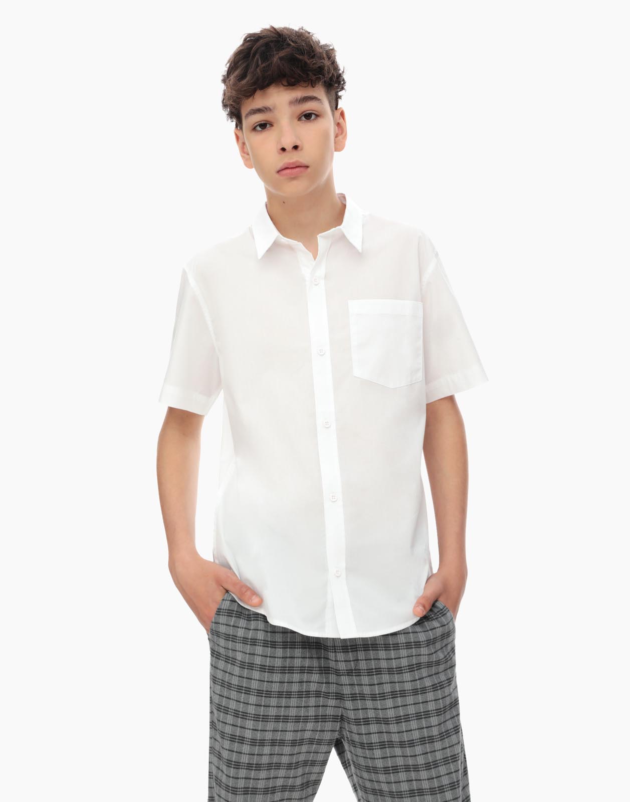 Белая рубашка Regular с коротким рукавом для мальчика