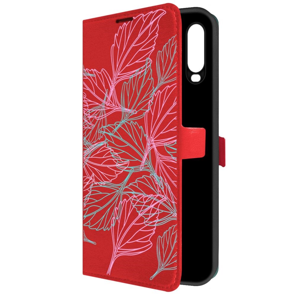 

Чехол-книжка Krutoff Eco Book для Vivo Y17 Листья паттерн (красный)