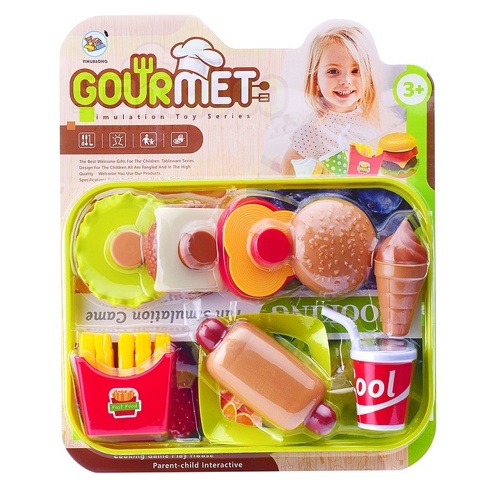 

Набор игрушечных продуктов Oubaoloon 6 шт, гамбургер сборный, на листе, 6 шт, гамбургер сборный, на листе