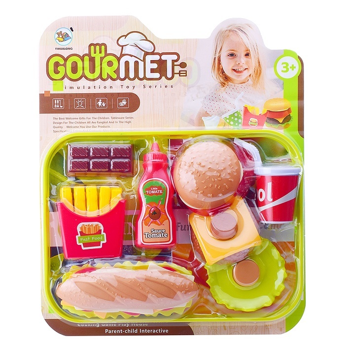 

Набор игрушечных продуктов Oubaoloon 6 шт, гамбургер сборный, на листе, 6 шт, гамбургер сборный, на листе