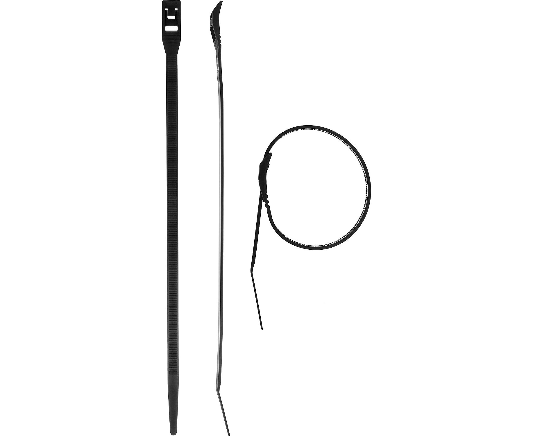 фото Стяжки кабельные зубр черные кобра, с плоским замком, 7.6 х 370 мм, 10 шт, нейлоновые