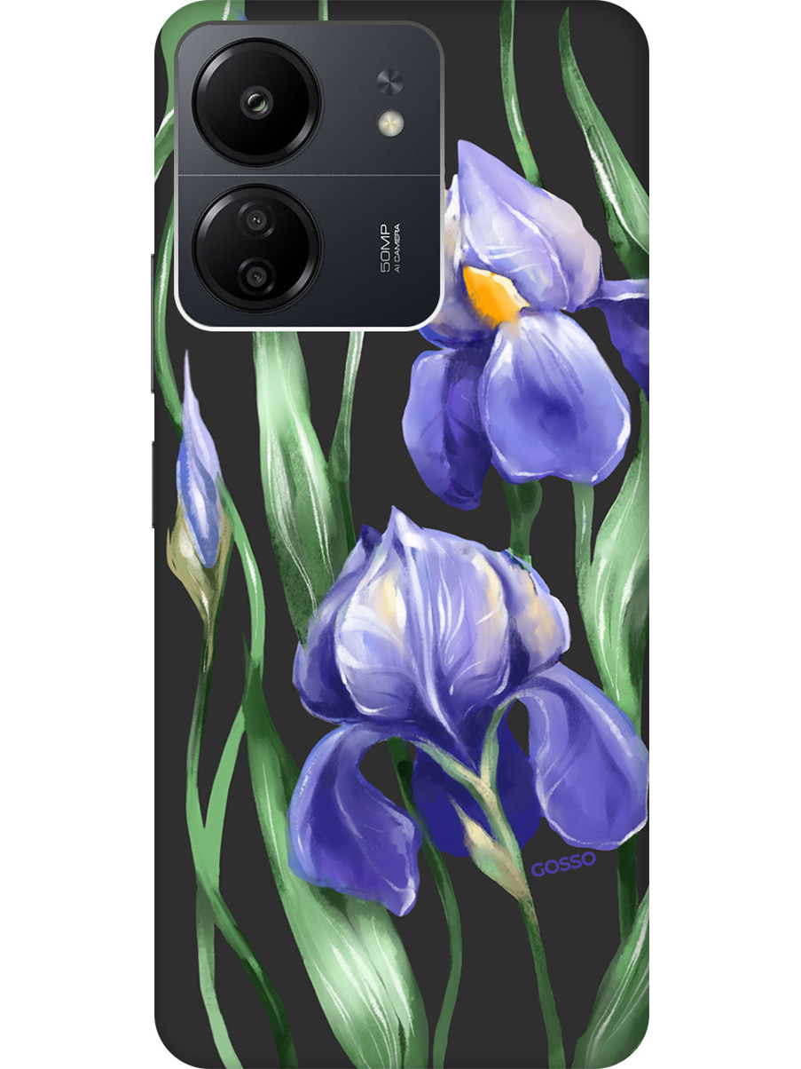 

Матовый Soft Touch чехол на Xiaomi Redmi 13C "Amazing Irises" черный, Черный;зеленый;синий, 20001465