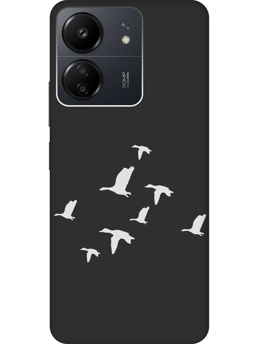 

Матовый Soft Touch чехол на Xiaomi Redmi 13C "Flock of Ducks W" черный, Черный;серый, 20001465