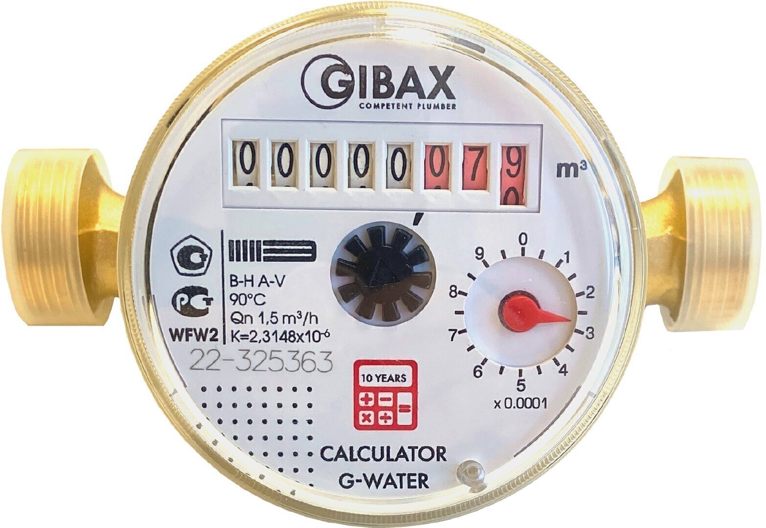 фото Счетчик gibax g-water calculator d15 для горячей воды без присоединительного комплекта