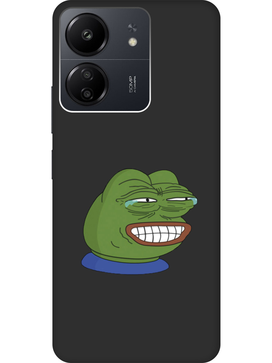 

Матовый Soft Touch чехол на Xiaomi Redmi 13C "Pepe the Frog" черный, Черный;белый;зеленый;синий, 20001465
