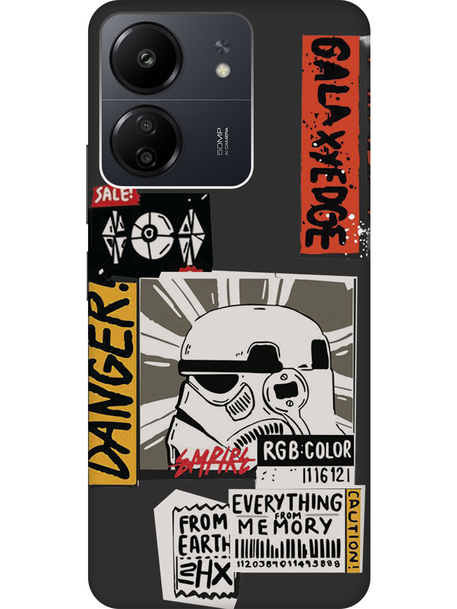 

Матовый Soft Touch чехол на Xiaomi Redmi 13C "Stormtrooper Stickers" черный, Черный;белый, 20001465