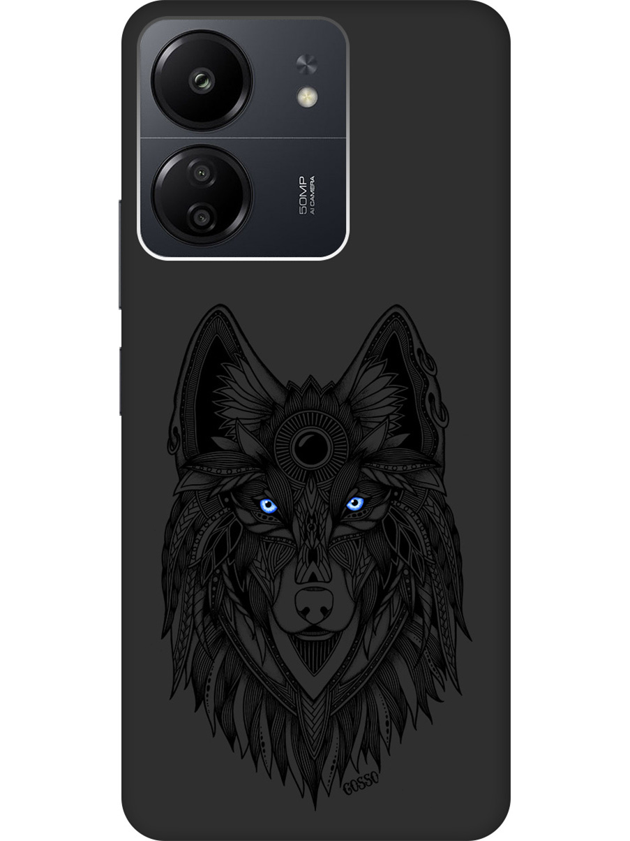 

Матовый Soft Touch силиконовый чехол на Xiaomi Redmi 13C "Grand Wolf" черный, Черный;голубой, 20001465