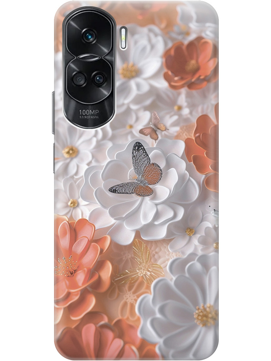 

Силиконовый чехол на Honor 90 Lite с принтом "Бабочка на белых цветах", Белый;оранжевый;прозрачный, 772622610