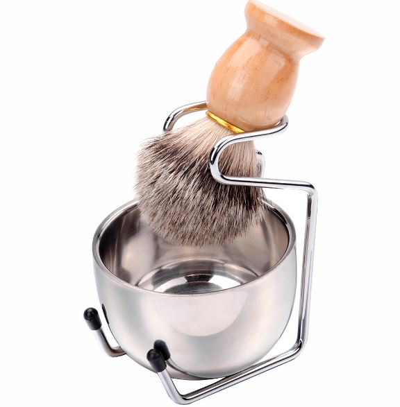 Подарочный набор MrBorodach для влажного бритья: помазок, чаша для мыла и крема, держатель