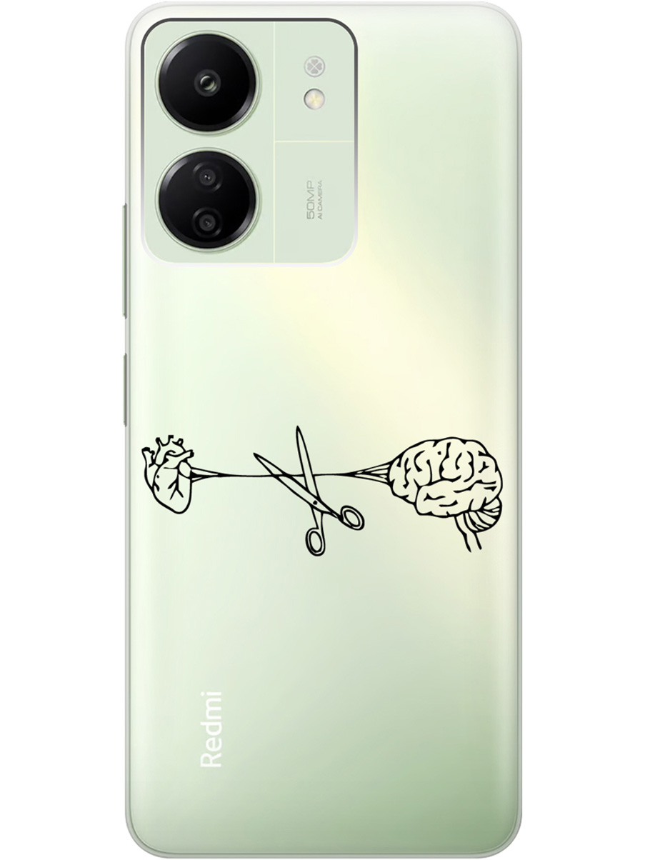 

Силиконовый чехол на Xiaomi Redmi 13C "Cut It", Прозрачный;красный;черный, 20001464