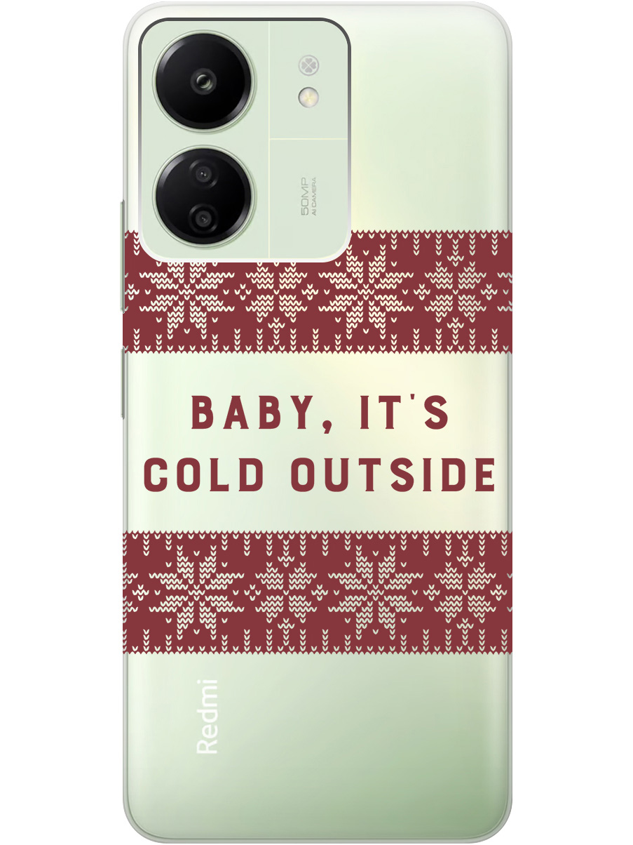 

Силиконовый чехол на Xiaomi Redmi 13C "It's Cold", Прозрачный;красный, 20001464
