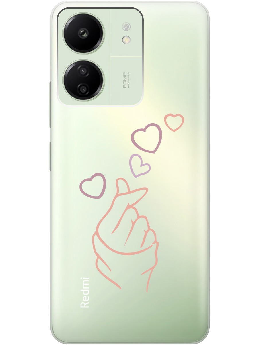 

Силиконовый чехол на Xiaomi Redmi 13C "K-Heart", Прозрачный;розовый;фиолетовый, 20001464