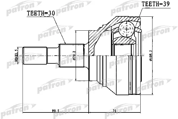 

ШРУС наружный 30X70.3X39 MERCEDES BENZ ML-CLASS 164 04- PATRON PCV1756