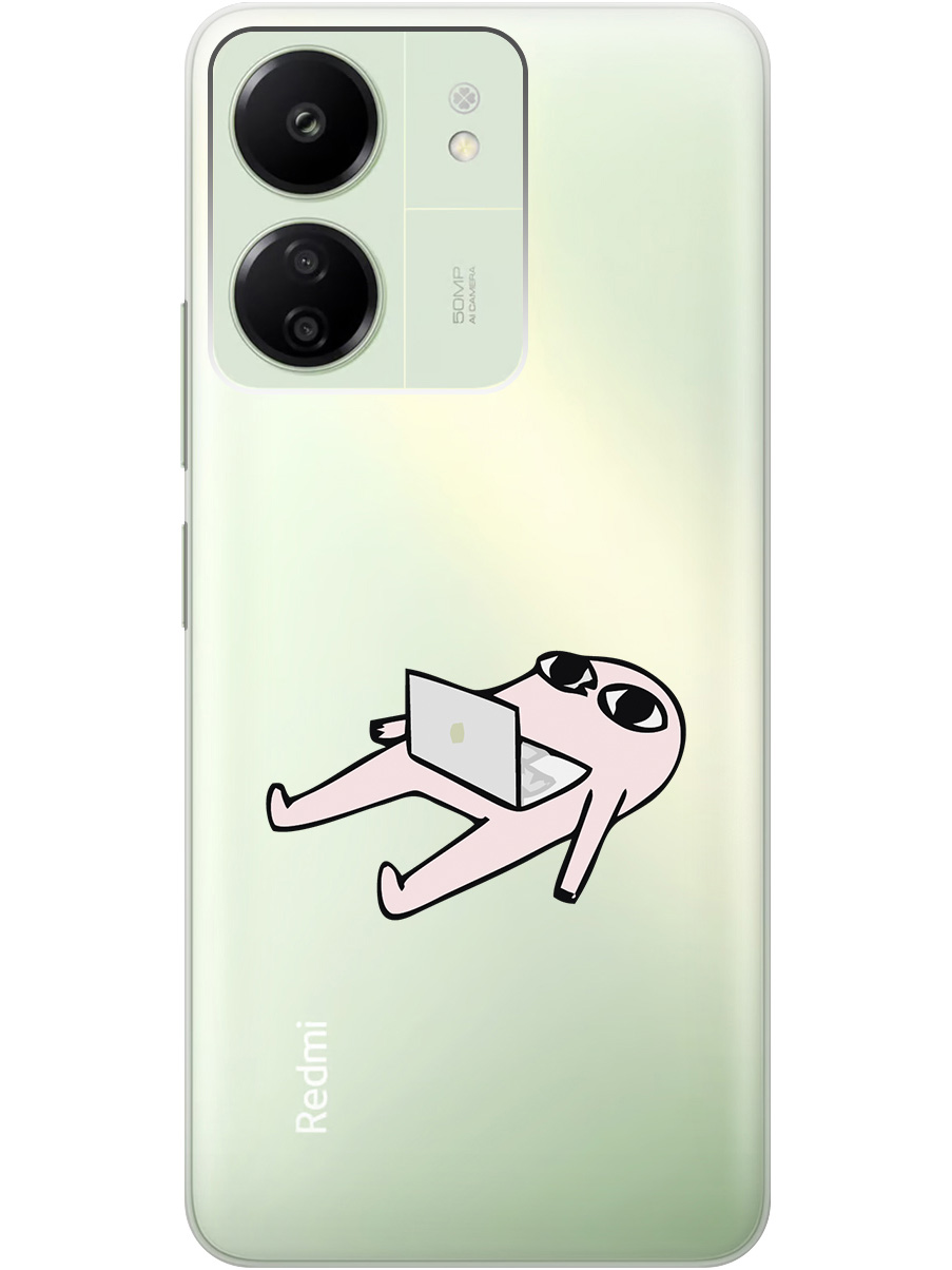 

Силиконовый чехол на Xiaomi Redmi 13C "Freelance", Прозрачный;розовый;серый, 20001464