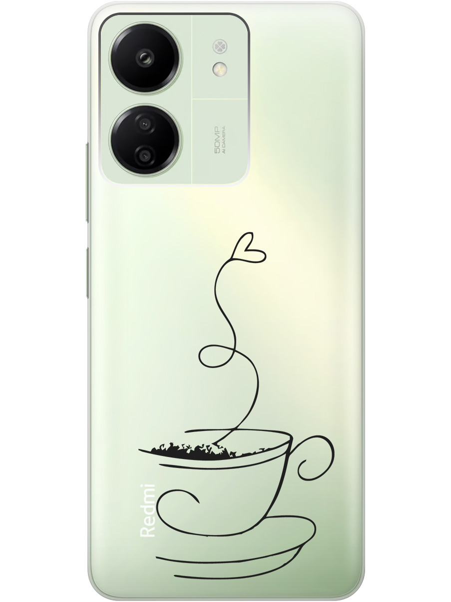 

Силиконовый чехол на Xiaomi Redmi 13C "Coffee Love", Прозрачный;черный, 20001464