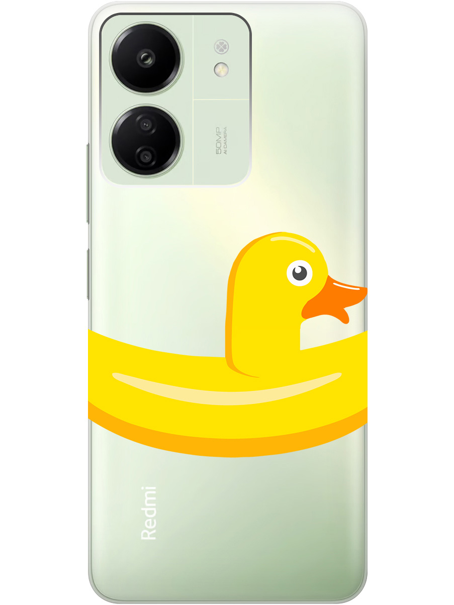 

Силиконовый чехол на Xiaomi Redmi 13C "Duck Swim Ring", Прозрачный;белый;желтый;коричневый, 20001464
