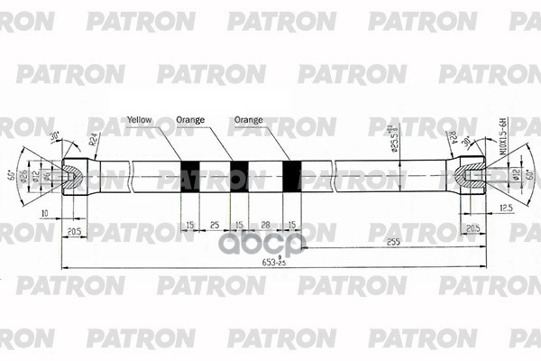 PATRON PTB1012 Торсион правый RENAULT 19, Megane, Kangoo KC0 FC0 L653мм d25,5мм 30-31 зуб.