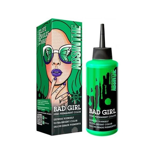 Прямой краситель для окрашивания волос BAD GIRL неоновый зеленый absinthe 150 мл picasso the absinthe drinker