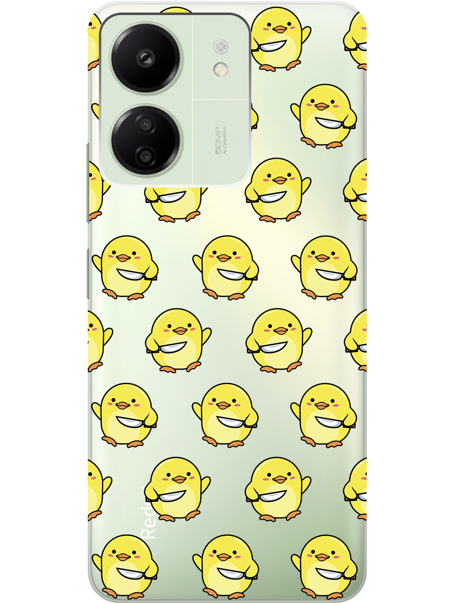 

Силиконовый чехол на Xiaomi Redmi 13C "Chick With Knife", Прозрачный;желтый, 20001464