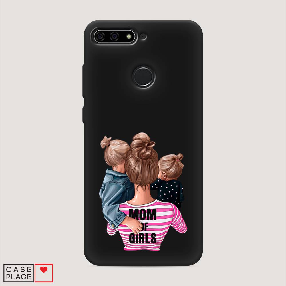 

Чехол Awog на Honor 7C "Mom of Girls", Синий;розовый;черный, 64552-1