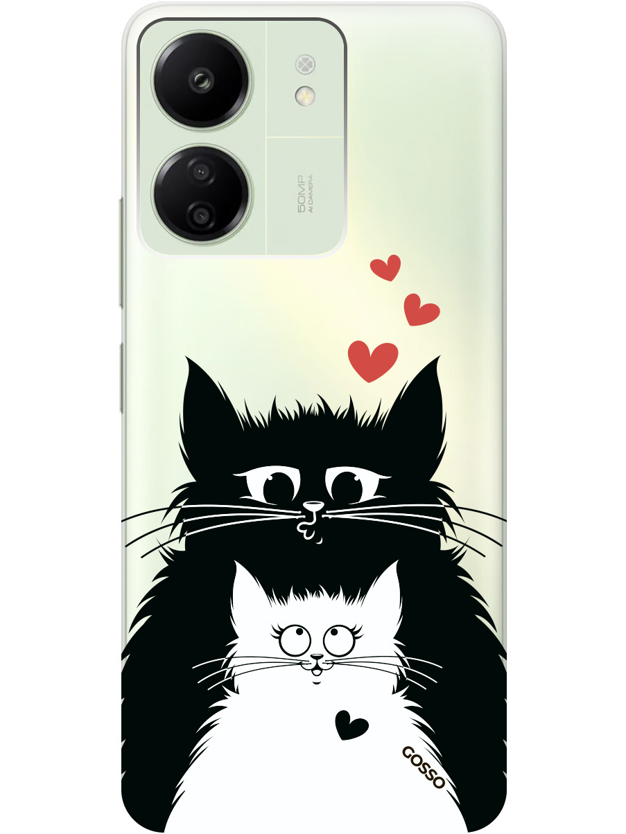 

Силиконовый чехол на Xiaomi Redmi 13C "Cats in Love", Прозрачный;белый;красный;черный, 20001464