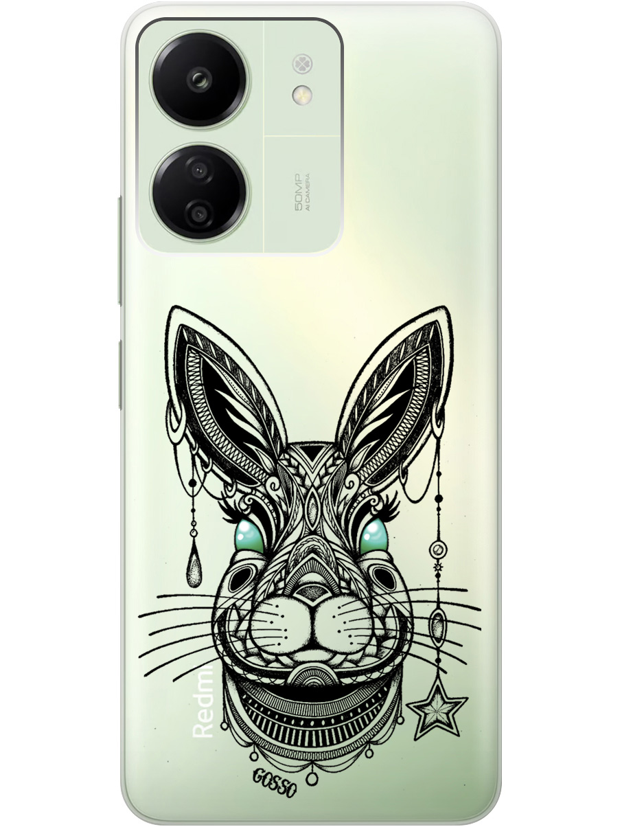 

Силиконовый чехол на Xiaomi Redmi 13C "Grand Rabbit", Прозрачный;зеленый;черный, 20001464