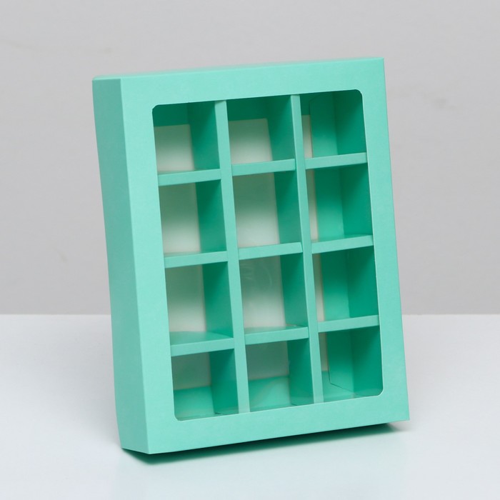 

Коробка для конфет, 12 шт, мята, 19 х 15 х 3,5 см, Бирюзовый