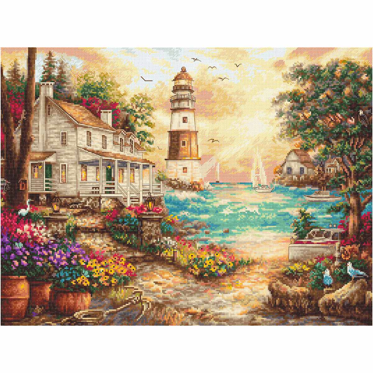 

Набор для вышивания LetiStitch "Коттедж у моря" 42*32см