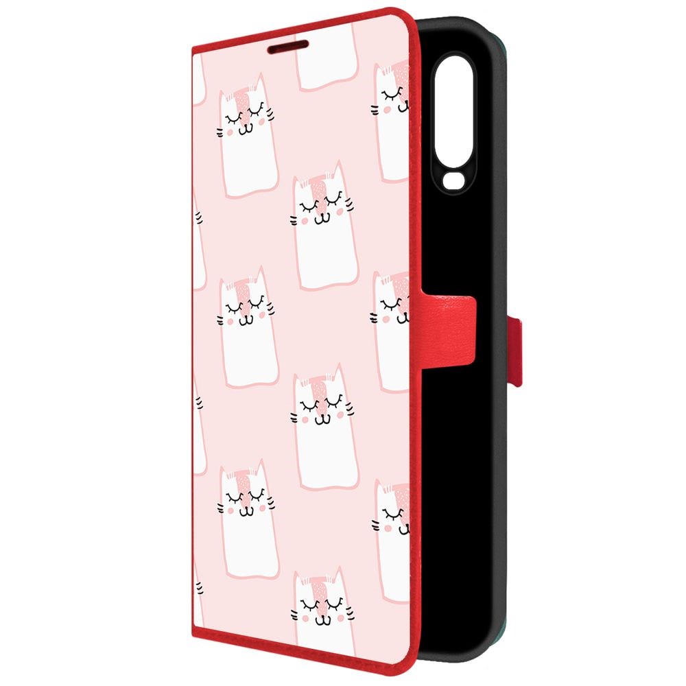 

Чехол-книжка Krutoff Eco Book для Vivo Y11 Котики паттерн (красный)