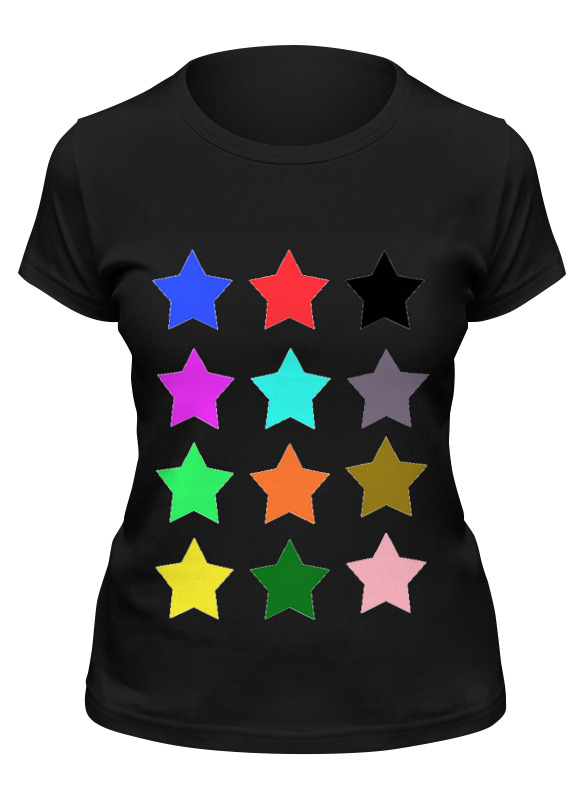 

Футболка женская Printio stars on the black черная 2XL, Черный, stars on the black
