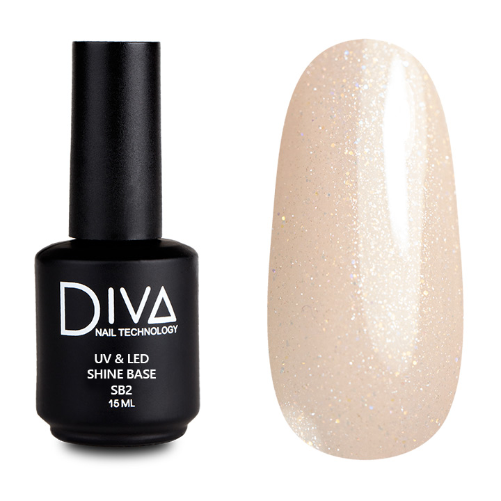 

База для гель-лака Diva Nail Technology основа камуфлирующая с блестками бежевая 15 мл