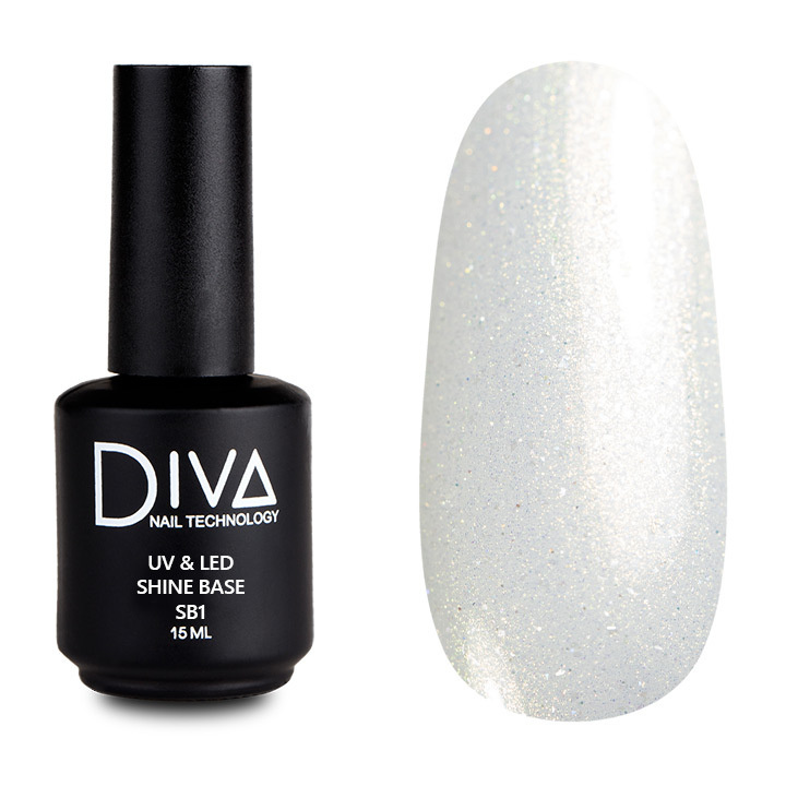 

База для гель-лака Diva Nail Technology камуфлирующая основа с блестками бежевая 15 мл