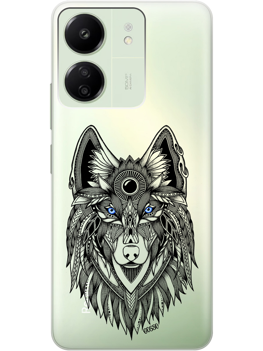 

Силиконовый чехол на Xiaomi Redmi 13C "Grand Wolf", Прозрачный;голубой;черный, 20001464