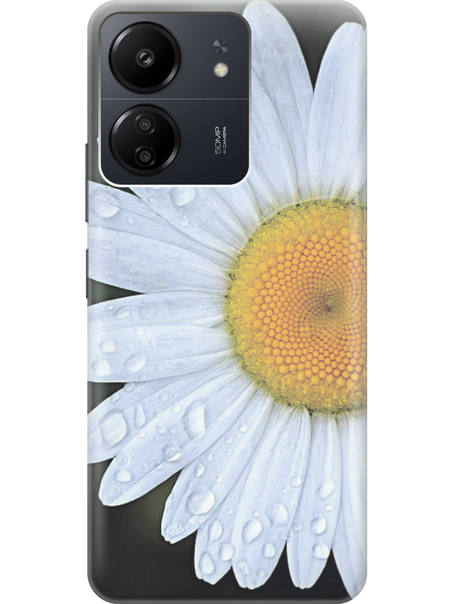 

Силиконовый чехол на Xiaomi Redmi 13C "Ромашка", Белый;желтый;черный, 20001464