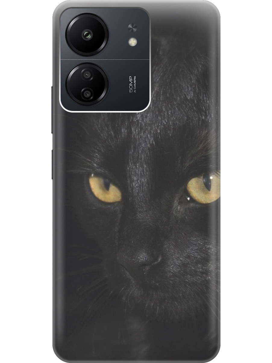 

Силиконовый чехол на Xiaomi Redmi 13C "Черная кошка", Желтый;черный, 20001464