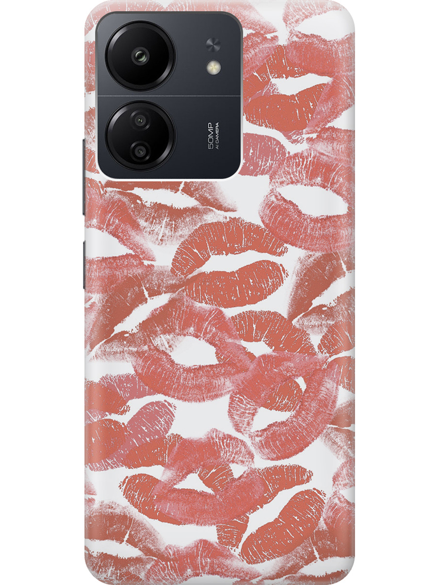 

Силиконовый чехол на Xiaomi Redmi 13C "Поцелуи", Белый;красный, 20001464