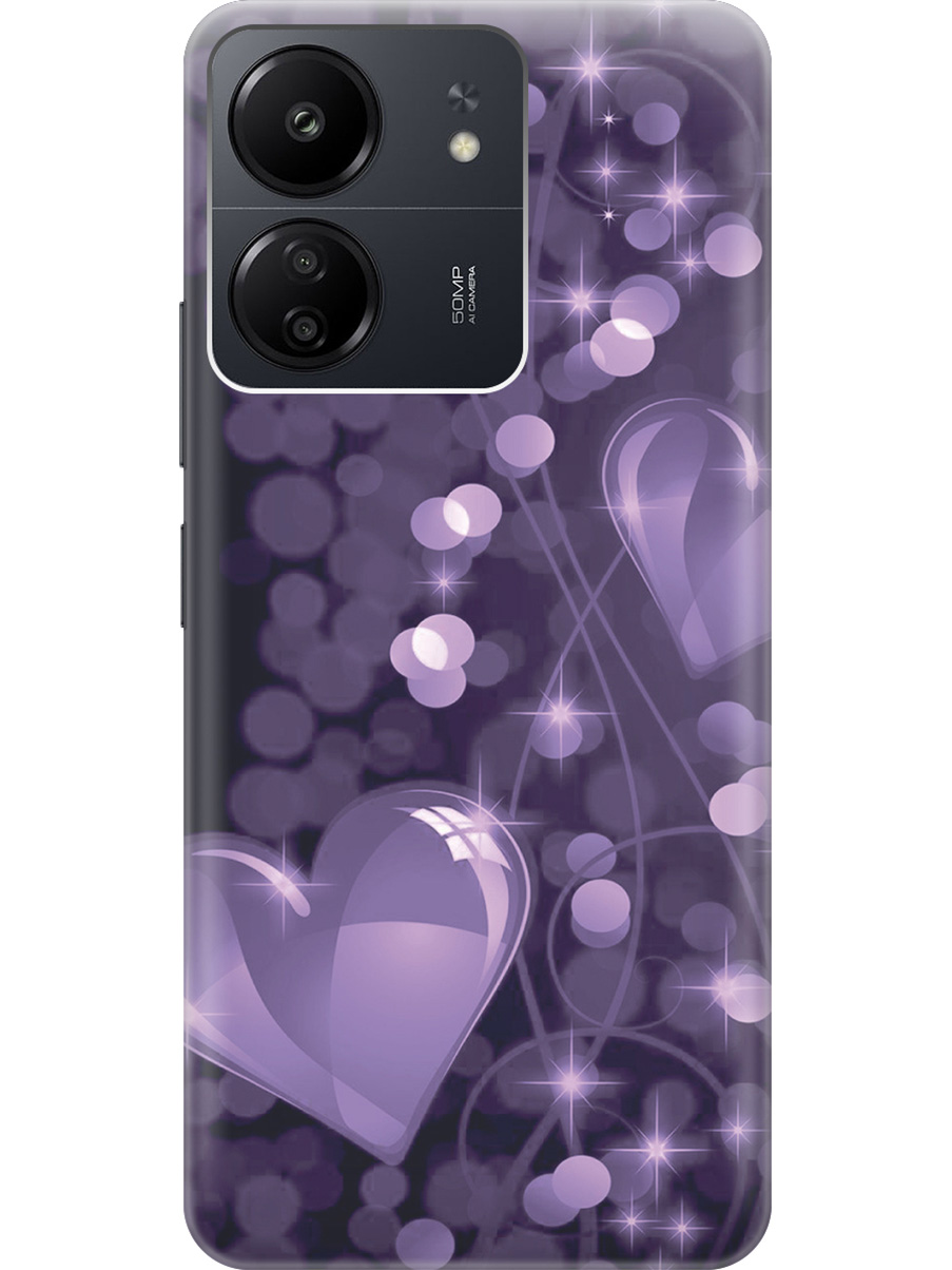 

Силиконовый чехол на Xiaomi Redmi 13C "Любовь в фиолетовом цвете", Фиолетовый;черный, 20001464