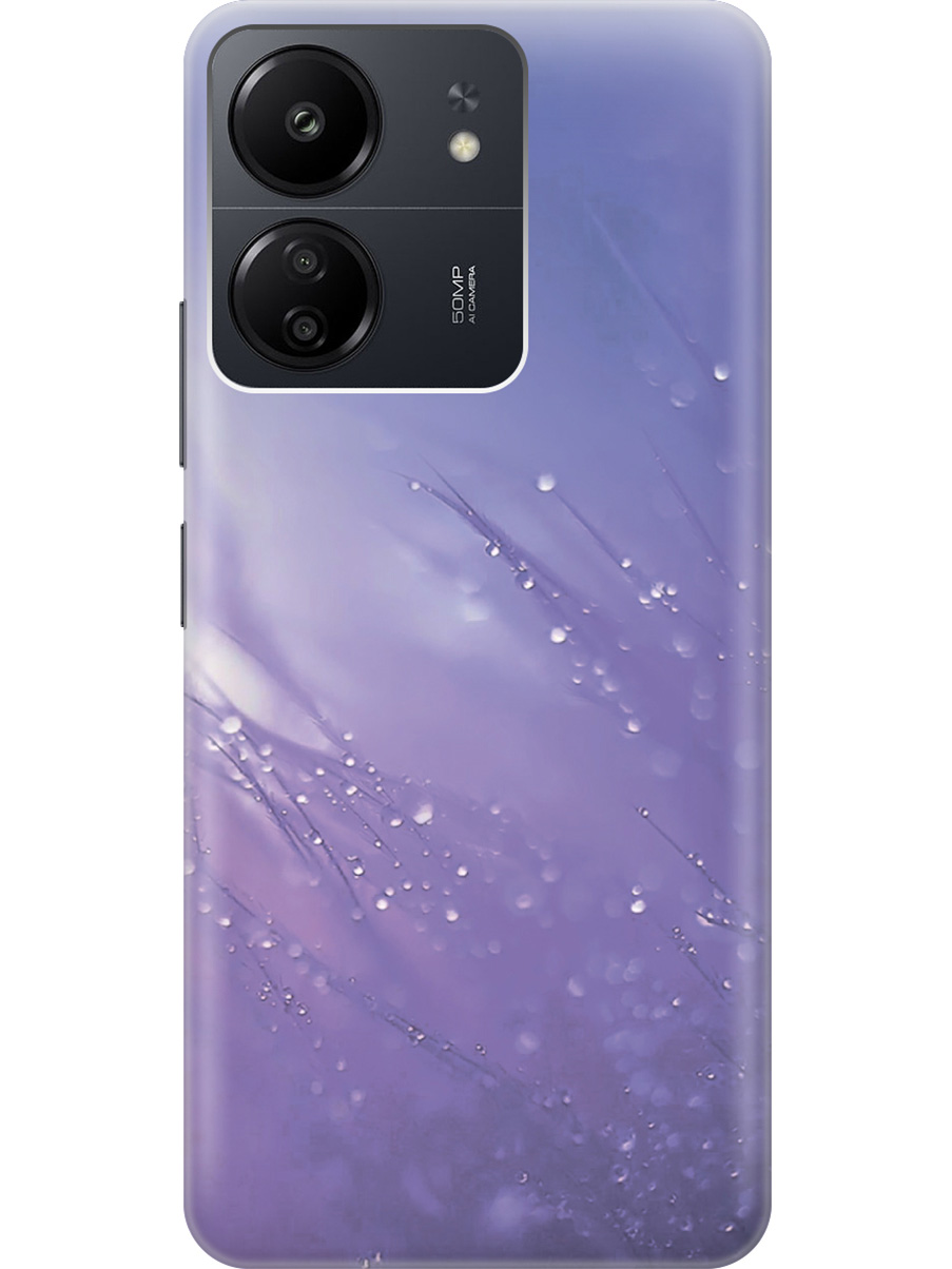 

Силиконовый чехол на Xiaomi Redmi 13C "Капли на синей траве", Белый;синий, 20001464