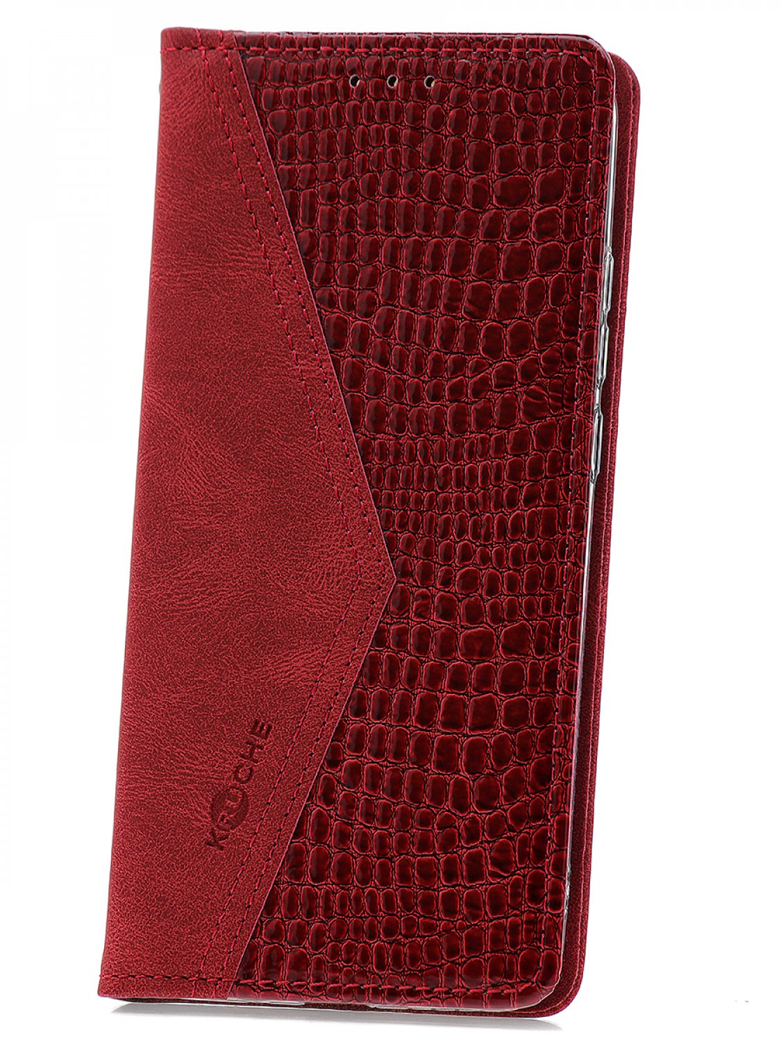 

Чехол книжка для Xiaomi Redmi Note 8T Kruche Purse Croc Red