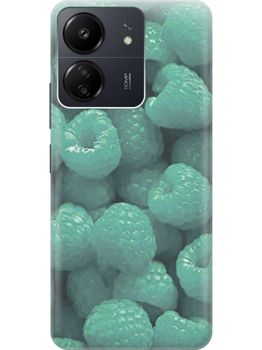 

Силиконовый чехол на Xiaomi Redmi 13C "Бирюзовая малина", Бирюзовый;черный, 20001464