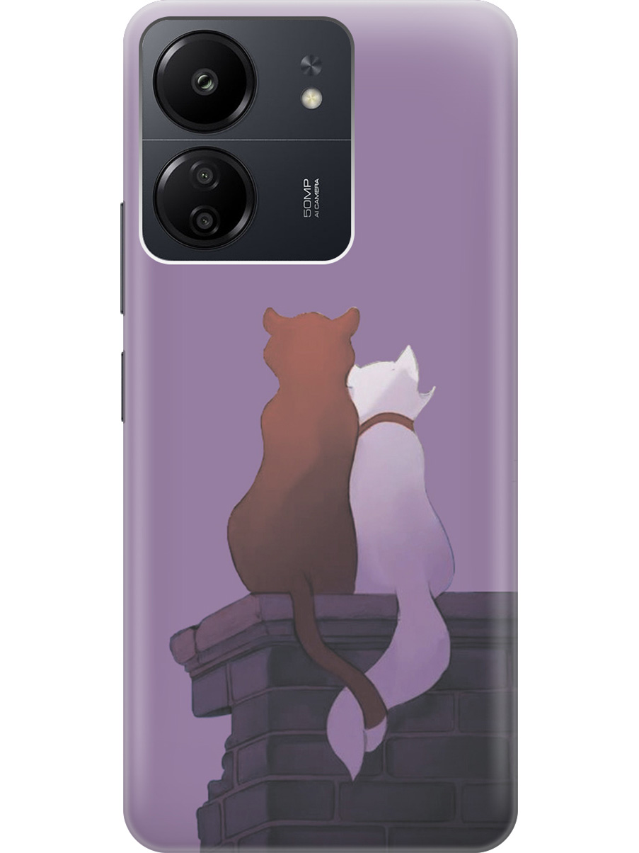 

Силиконовый чехол на Xiaomi Redmi 13C "Влюбленный кошки", Белый;красный;фиолетовый, 20001464