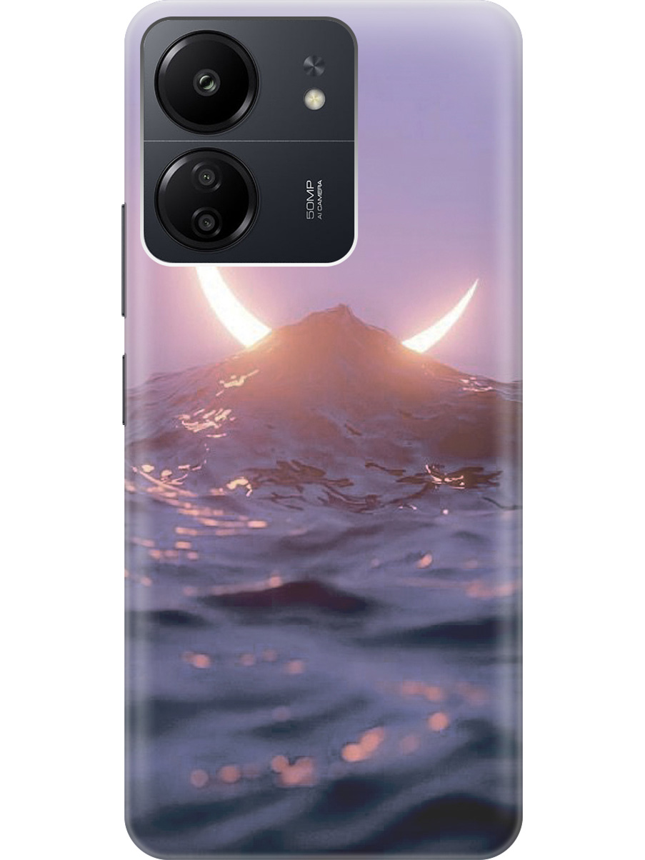 

Силиконовый чехол на Xiaomi Redmi 13C "Месяц и море", Желтый;розовый;синий, 20001464